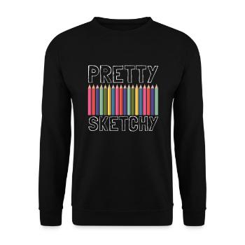 Ziemlich skizzenhafte Liebe, Kunstlehrer skizzenha - Unisex Pullover - Schwarz - Vorne - Alina (178cm) & Michal (187cm)