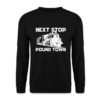 N�chste Station Pound Town Trainer Erwachsener Hum - Unisex Pullover - Schwarz - Vorne - Alina (178cm) & Michal (187cm)