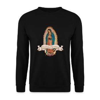 Lady Jungfrau von Guadalupe Virgen de Guadalupe - Unisex Pullover - Schwarz - Vorne - Alina (178cm) & Michal (187cm)