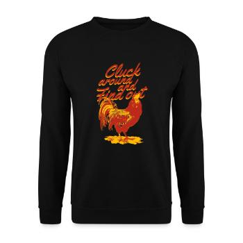 Kucken herum und finden Sie Chicken F herum - Unisex Pullover - Schwarz - Vorne - Alina (178cm) & Michal (187cm)