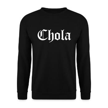 Chola Latina Mexicana Frauen Chola - Unisex Pullover - Schwarz - Vorne - Alina (178cm) & Michal (187cm)