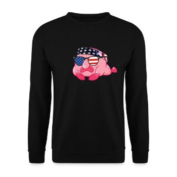 Blobfish USA Flag Love Blobfish 4. Juli Blobfish - Unisex Pullover - Schwarz - Vorne - Alina (178cm) & Michal (187cm)