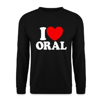 Ich liebe orales rotes Herz lustig erwachsener - Unisex Pullover - Schwarz - Vorne - Alina (178cm) & Michal (187cm)