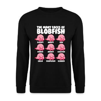Die vielen Gesichter von Blobfish Love Blobfish lu - Unisex Pullover - Schwarz - Vorne - Alina (178cm) & Michal (187cm)