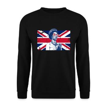 Elizabeth Britische Flagge England K�nigin von Eng - Unisex Pullover - Schwarz - Vorne - Alina (178cm) & Michal (187cm)