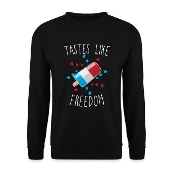 Schmeckt wie Freiheit am Stiel am 4. Juli Eis am S - Unisex Pullover - Schwarz - Vorne - Alina (178cm) & Michal (187cm)