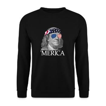 Merica Ben Franklin Patriotischer 4. Juli Franklin - Unisex Pullover - Schwarz - Vorne - Alina (178cm) & Michal (187cm)
