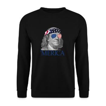 Merica Ben Franklin Patriotischer 4. Juli Franklin - Unisex Pullover - Schwarz - Vorne - Alina (178cm) & Michal (187cm)