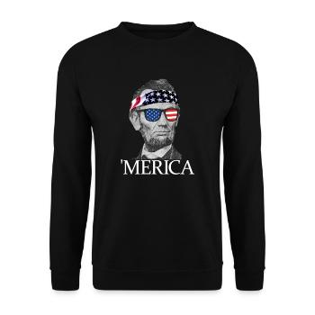 Merica Abe Lincoln Patriotisch 4. Juli Lincoln - Unisex Pullover - Schwarz - Vorne - Alina (178cm) & Michal (187cm)