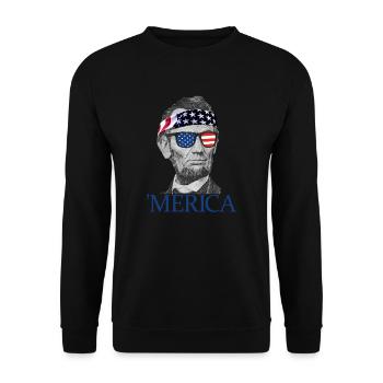 Merica Abe Lincoln Patriotisch 4. Juli Lincoln - Unisex Pullover - Schwarz - Vorne - Alina (178cm) & Michal (187cm)