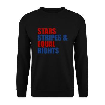 Sterne Stripes und gleiche Rechte 4. Juli Frauen - Unisex Pullover - Schwarz - Vorne - Alina (178cm) & Michal (187cm)