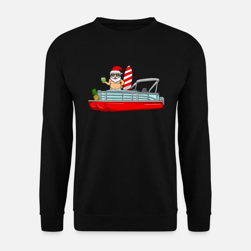 Weihnachten im Juli Santa Pontoon Boot Weihnachten - Unisex Pullover - Schwarz