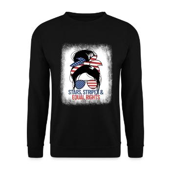 Sterne Streifen und gleiche Rechte chaotische Br�t - Unisex Pullover - Schwarz - Vorne - Alina (178cm) & Michal (187cm)