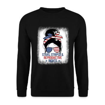 Sterne Streifen und reproduktive Rechte chaotische - Unisex Pullover - Schwarz - Vorne - Alina (178cm) & Michal (187cm)