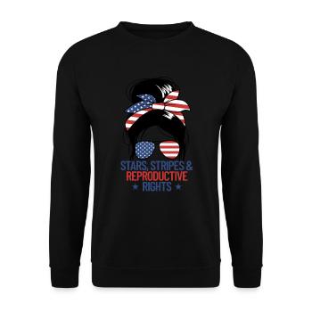 Sterne Streifen und reproduktive Rechte chaotische - Unisex Pullover - Schwarz - Vorne - Alina (178cm) & Michal (187cm)