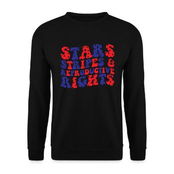 Sterne Streifen und reproduktive Rechte Frauen - Unisex Pullover - Schwarz - Vorne - Alina (178cm) & Michal (187cm)