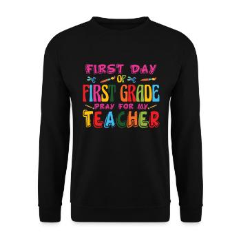 Erster Tag der ersten Klasse Gebet f�r meinen Lehr - Unisex Pullover - Schwarz - Vorne - Alina (178cm) & Michal (187cm)