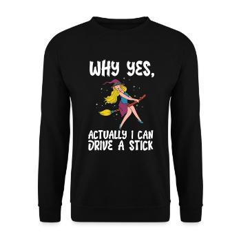 Warum ja, eigentlich kann ich ein Stick Halloween - Unisex Pullover - Schwarz - Vorne - Alina (178cm) & Michal (187cm)