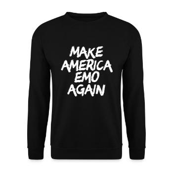 Mach Amerika Emo wieder Grunge Goth Emo - Unisex Pullover - Schwarz - Vorne - Alina (178cm) & Michal (187cm)