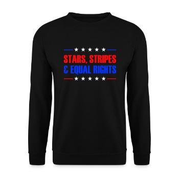 Sterne Stripes und gleiche Rechte 4. Juli Frauen - Unisex Pullover - Schwarz - Vorne - Alina (178cm) & Michal (187cm)