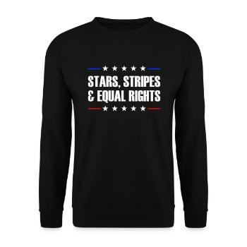 Sterne Stripes und gleiche Rechte 4. Juli FrauenEq - Unisex Pullover - Schwarz - Vorne - Alina (178cm) & Michal (187cm)