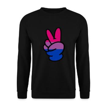 Bisexuelles Hand sexuelles Friedenszeichen LGBTQ B - Unisex Pullover - Schwarz - Vorne - Alina (178cm) & Michal (187cm)
