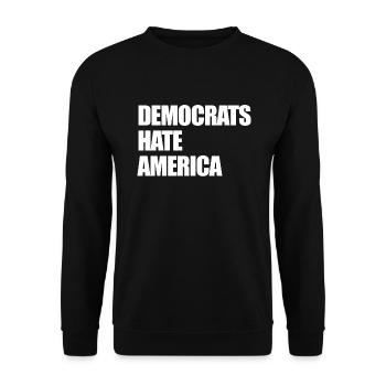 Demokraten hassen Amerika konservativer Republikan - Unisex Pullover - Schwarz - Vorne - Alina (178cm) & Michal (187cm)