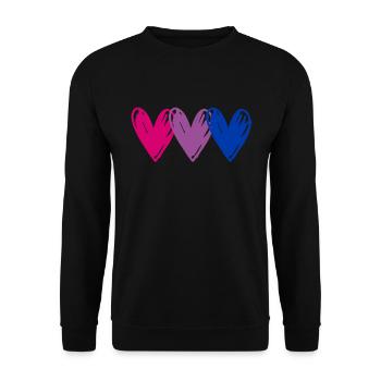 Bi sexuelle Flagge Herzen LGBTQ Pride Bisexuell - Unisex Pullover - Schwarz - Vorne - Alina (178cm) & Michal (187cm)