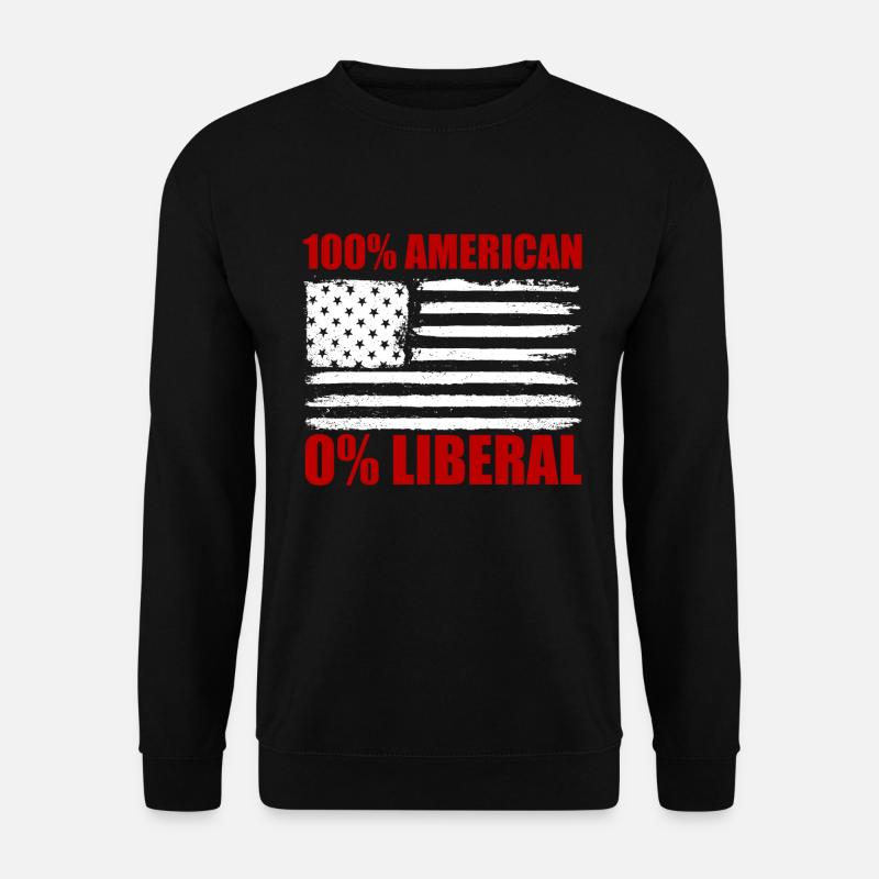 100% American 0% Liberal USA Flagge 0% Liberaler - Unisex Pullover - Schwarz