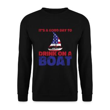 Es ist ein guter Tag, um auf einem Boot am 4. Juli - Unisex Pullover - Schwarz - Vorne - Alina (178cm) & Michal (187cm)