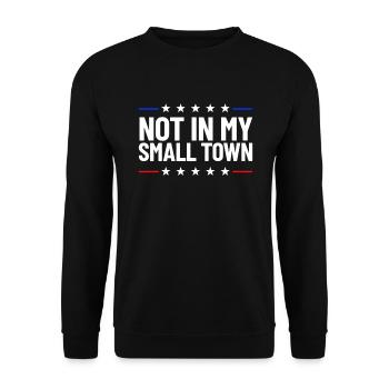 Nicht in meiner Kleinstadt USA -Flagge nicht in me - Unisex Pullover - Schwarz - Vorne - Alina (178cm) & Michal (187cm)