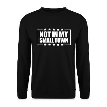 Nicht in meiner Kleinstadt USA -Flagge nicht in me - Unisex Pullover - Schwarz - Vorne - Alina (178cm) & Michal (187cm)