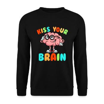Küss dein Gehirn, s��er Lehrer zur�ck in die Schul - Unisex Pullover - Schwarz - Vorne - Alina (178cm) & Michal (187cm)