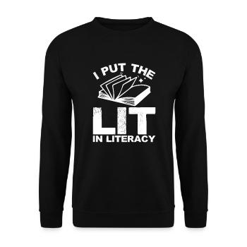 I've returned the light in literacy - Unisex Sweatshirt - black - Front - Alina (178cm) & Michal (187cm)