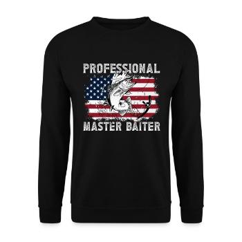 Professional Master Bait Funny Fishing Mä - Unisex Sweatshirt - black - Front - Alina (178cm) & Michal (187cm)
