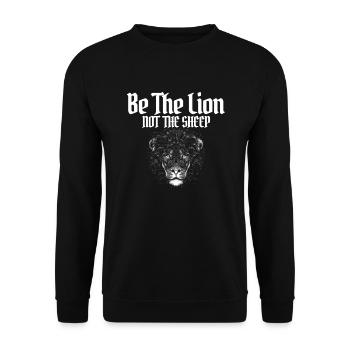 Sei der Löwe, nicht der Schaf-Anti-Wich, der Löwe - Unisex Pullover - Schwarz - Vorne - Alina (178cm) & Michal (187cm)