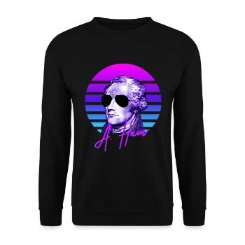 Alexander Hamilton Vaporwave Amerikanische Geschic - Unisex Pullover - Schwarz - Vorne - Alina (178cm) & Michal (187cm)