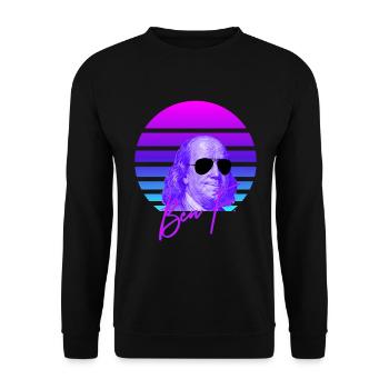 Ben Franklin Vaporwave American History Fr - Unisex Sweatshirt - black - Front - Alina (178cm) & Michal (187cm)