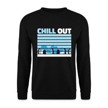 Chill Out Pinguin Love Pinguine Antarctica Penguin - Unisex Pullover - Schwarz - Vorne - Alina (178cm) & Michal (187cm)