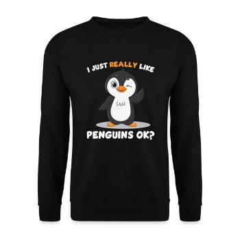 I like penguins well, ok, dear penguins kids kid - Unisex Sweatshirt - black - Front - Alina (178cm) & Michal (187cm)