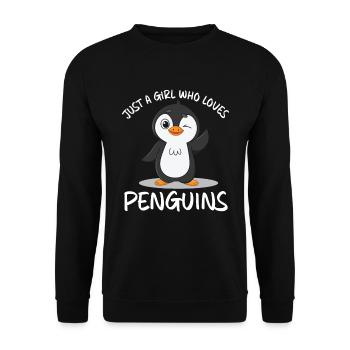 Nur ein Mädchen, das Pinguine liebt, lieben Pingui - Unisex Pullover - Schwarz - Vorne - Alina (178cm) & Michal (187cm)