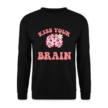 Küss dein Gehirn, süßer Lehrer zurück in die Schul - Unisex Pullover - Schwarz - Vorne - Alina (178cm) & Michal (187cm)