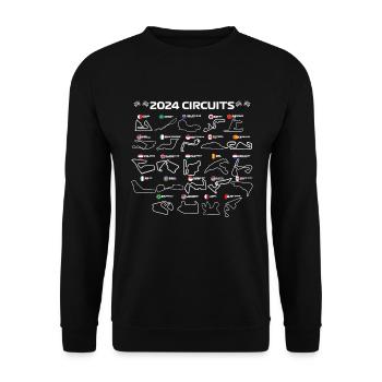 Formel Rennen 2024 Schaltkreise Rennformel Rennen - Unisex Pullover - Schwarz - Vorne - Alina (178cm) & Michal (187cm)