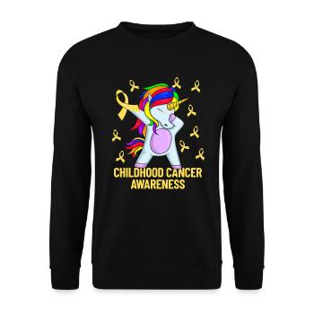 Krebsbewusstsein im Kindesalter EinhornkrebsGold C - Unisex Pullover - Schwarz - Vorne - Alina (178cm) & Michal (187cm)