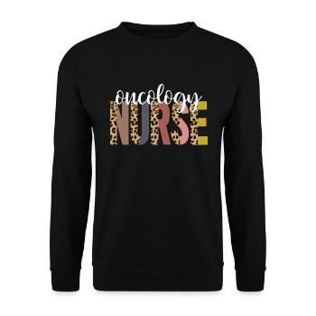 Onkologische Krankenschwester Cheetah Print RN Onk - Unisex Pullover - Schwarz - Vorne - Alina (178cm) & Michal (187cm)