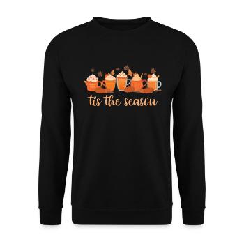Es ist die Saison Kürbisgewürz Herbst Herbstsaison - Unisex Pullover - Schwarz - Vorne - Alina (178cm) & Michal (187cm)