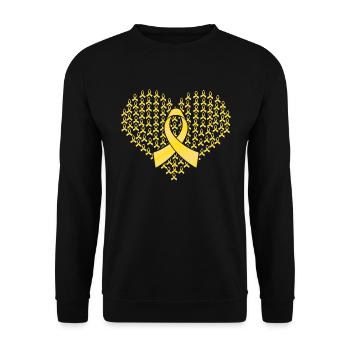Krebsbewusstseinsbewusstsein Herz Gold RibbonKrebs - Unisex Pullover - Schwarz - Vorne - Alina (178cm) & Michal (187cm)