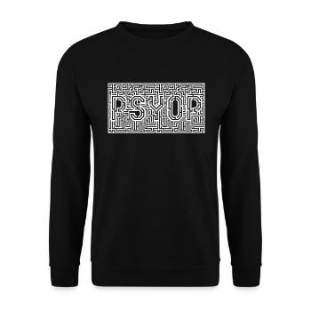 Psyop Mind Maze Information Warfare Psyop - Unisex Pullover - Schwarz - Vorne - Alina (178cm) & Michal (187cm)