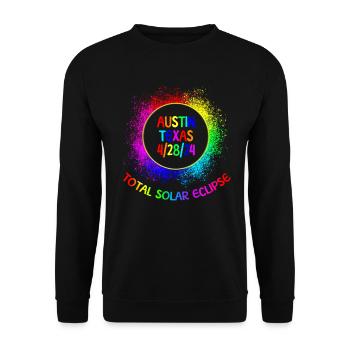 Total Solar Eclipse Austin Texas 4/28/24 KinderKin - Unisex Pullover - Schwarz - Vorne - Alina (178cm) & Michal (187cm)