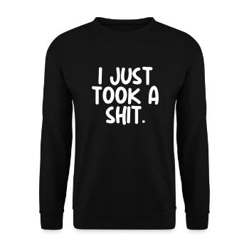 Ich habe gerade einen Scheiß -Toilettenhumor -Männ - Unisex Pullover - Schwarz - Vorne - Alina (178cm) & Michal (187cm)